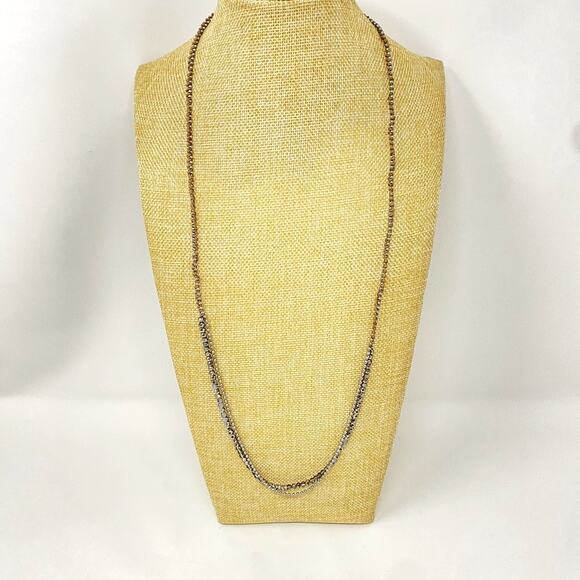 CHLOE + ISABEL 2 Strand Necklace Faceted Gemstone Silver Tone Ball Bead Chain - Picture 2 of 6